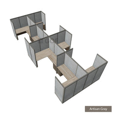 GOF Double 8 Person Separate Workstation Cubicle (12'D  x 24'W x 6'H -W) / Office Partition, Room Divider - Kainosbuy.com