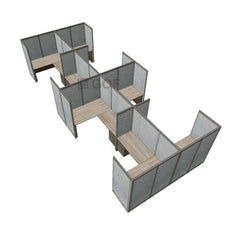 GOF Double 8 Person Separate Workstation Cubicle (12'D  x 28'W x 6'H -W) / Office Partition, Room Divider - Kainosbuy.com