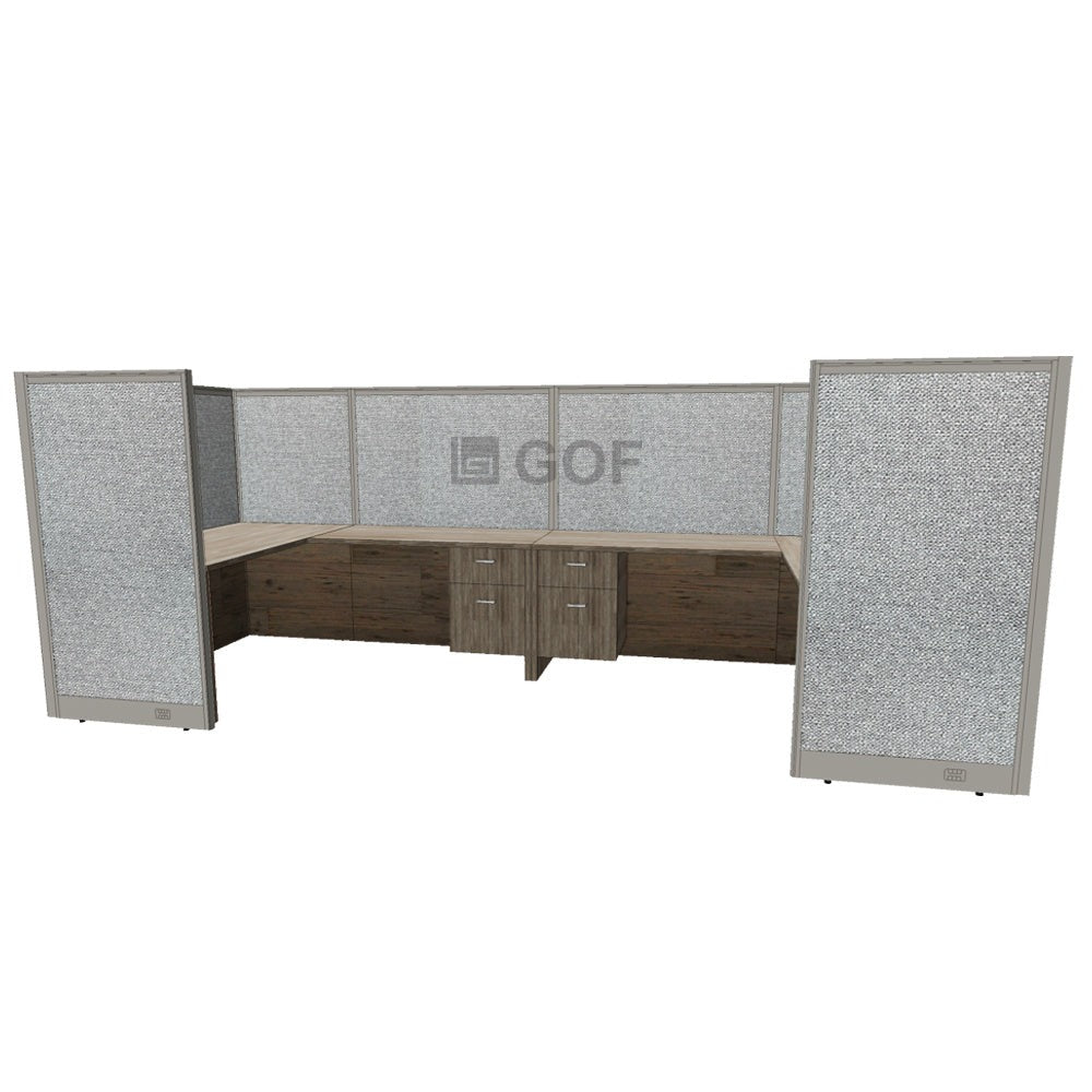 GOF 2 Person Workstation Cubicle (6'D x 12'W x 5'H) / Office Partition, Room Divider - Kainosbuy.com