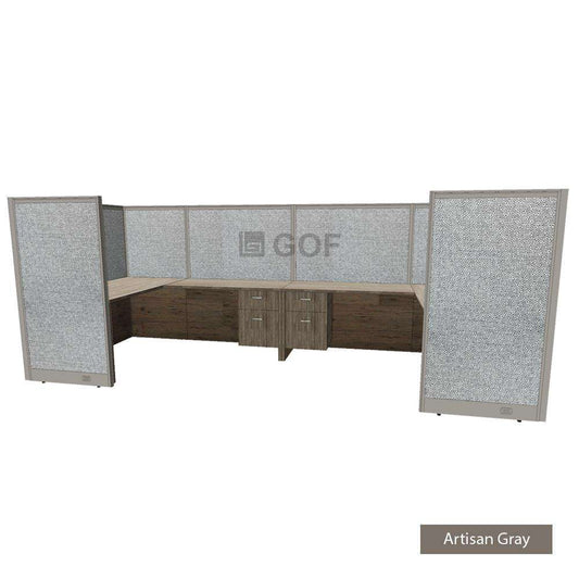 GOF 2 Person Workstation Cubicle (5.5'D x 12'W x 5'H) / Office Partition, Room Divider - Kainosbuy.com