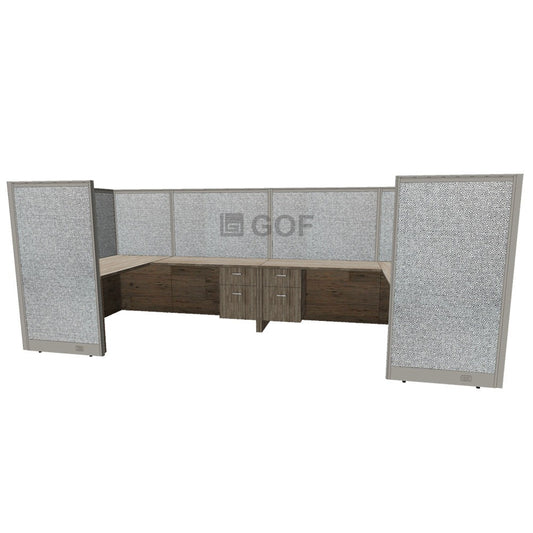 GOF 2 Person Workstation Cubicle (C-6'D x 12'W x 5'H) / Office Partition, Room Divider - Kainosbuy.com