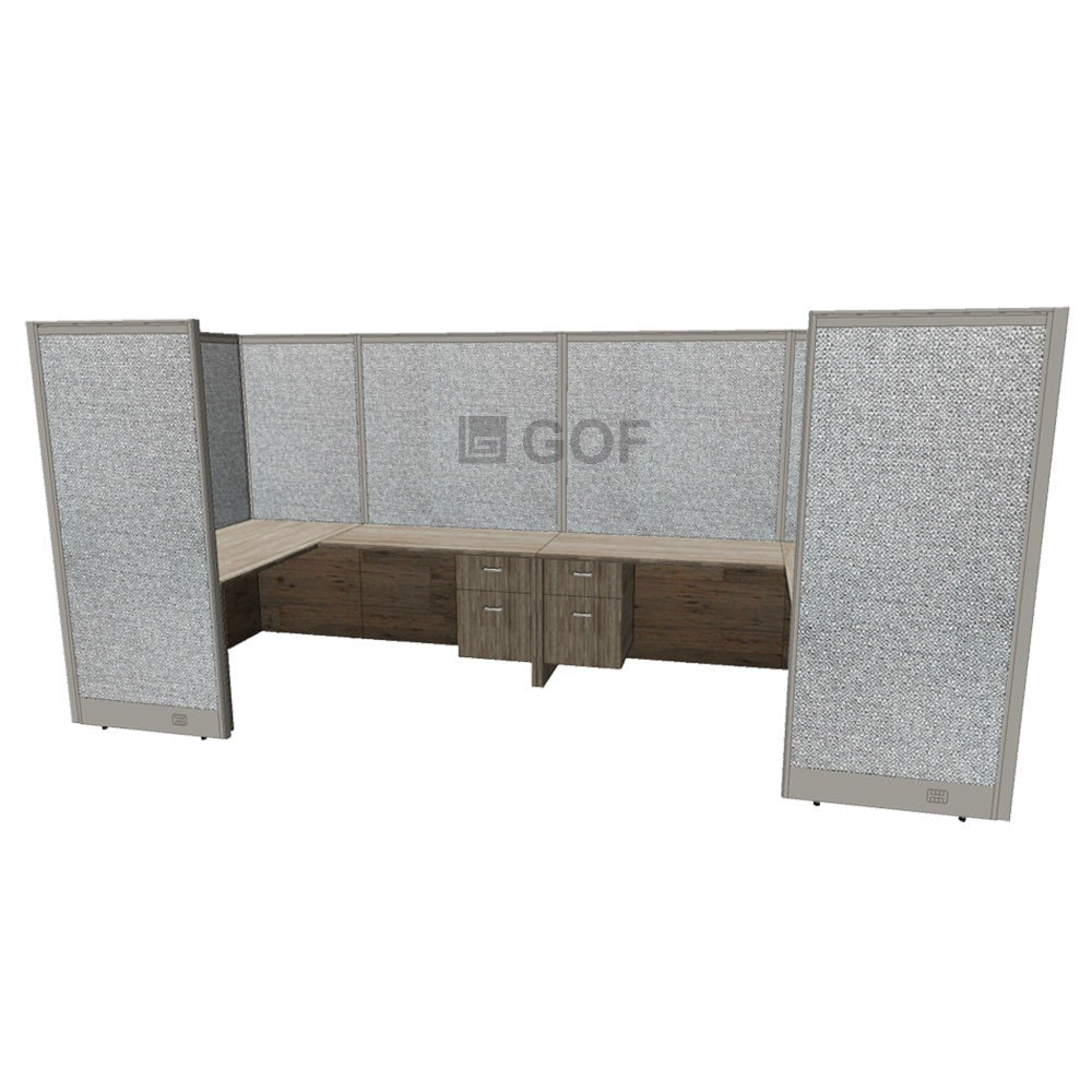 GOF 2 Person Workstation Cubicle (5.5'D x 13'W x 6'H) / Office Partition, Room Divider - Kainosbuy.com