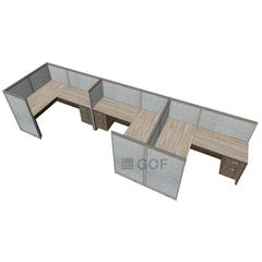 GOF 3 Person Separate Workstation Cubicle (6'D x 18'W x 4'H -W) / Office Partition, Room Divider - Kainosbuy.com