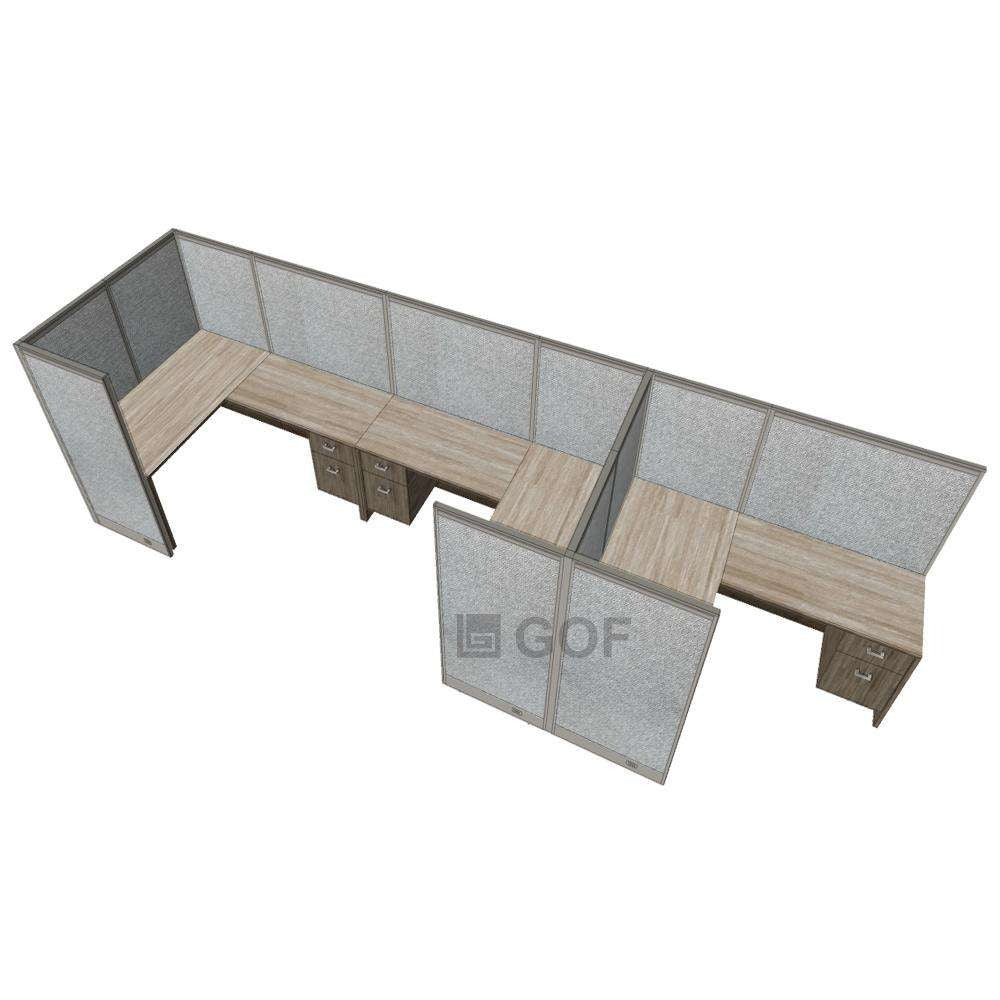 GOF 3 Person Workstation Cubicle (6'D  x 18'W x 5'H) / Office Partition, Room Divider - Kainosbuy.com