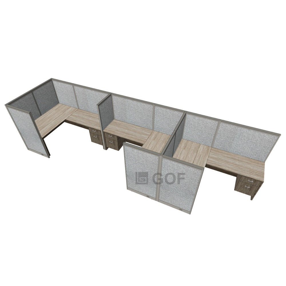 GOF 3 Person Separate Workstation Cubicle (5.5'D x 19.5'W x 5'H -W) / Office Partition, Room Divider - Kainosbuy.com