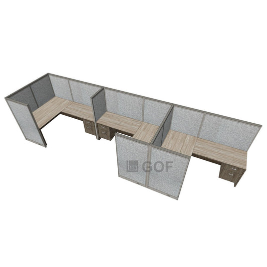GOF 3 Person Separate Workstation Cubicle (5'D x 19.5'W x 5'H -W) / Office Partition, Room Divider - Kainosbuy.com