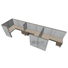 GOF 3 Person Separate Workstation Cubicle (6'D x 18'W x 5'H -W) / Office Partition, Room Divider - Kainosbuy.com