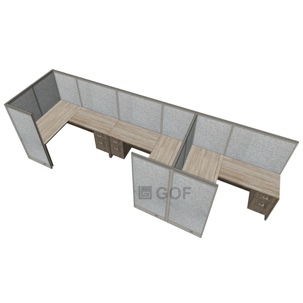 GOF 3 Person Workstation Cubicle (5'D  x 19.5'W x 5'H) / Office Partition, Room Divider - Kainosbuy.com