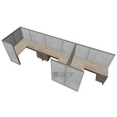 GOF 3 Person Workstation Cubicle (5'D  x 19.5'W x 5'H) / Office Partition, Room Divider - Kainosbuy.com