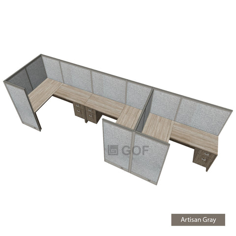 GOF 3 Person Workstation Cubicle (5'D x18'W x 5'H) / Office Partition, Room Divider - Kainosbuy.com