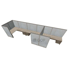 GOF 3 Person Workstation Cubicle (C-6'D  x 18'W x 6'H) / Office Partition, Room Divider - Kainosbuy.com
