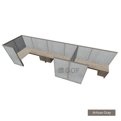 GOF 3 Person Workstation Cubicle (5'D  x 19.5'W x 6'H) / Office Partition, Room Divider - Kainosbuy.com
