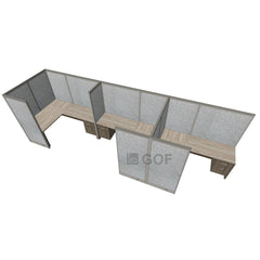 GOF 3 Person Separate Workstation Cubicle (C-6'D x 18'W x 6'H -W) / Office Partition, Room Divider - Kainosbuy.com