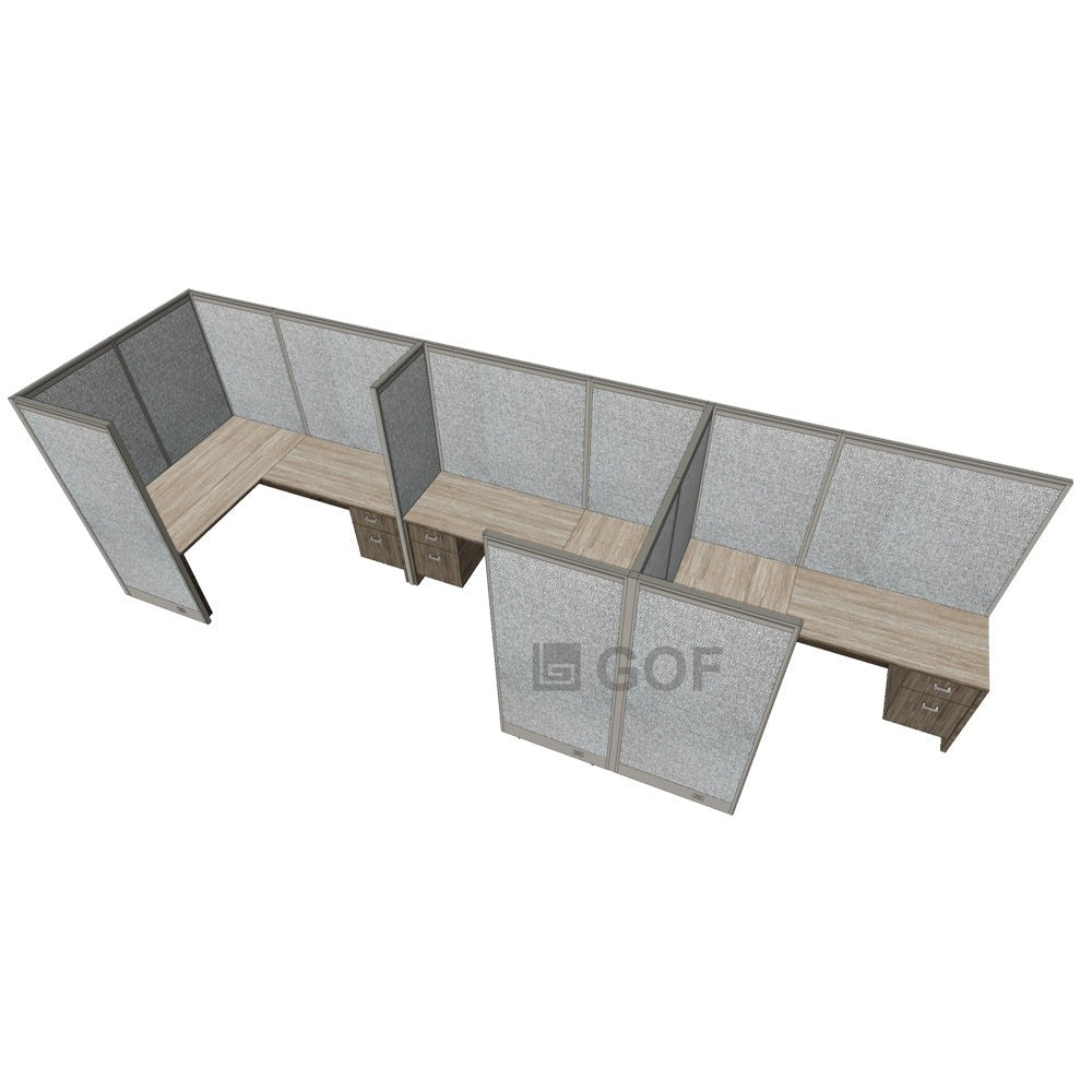 GOF 3 Person Separate Workstation Cubicle (6'D x 21'W x 6'H -W) / Office Partition, Room Divider - Kainosbuy.com