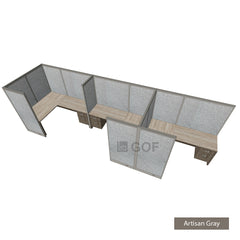 GOF 3 Person Separate Workstation Cubicle (5.5'D x 18'W x 6'H -W) / Office Partition, Room Divider - Kainosbuy.com