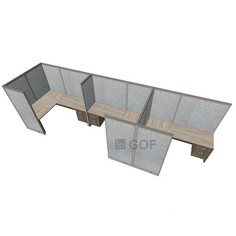 GOF 3 Person Separate Workstation Cubicle (5'D x 18'W x 6'H -W) / Office Partition, Room Divider - Kainosbuy.com