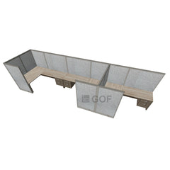 GOF 3 Person Workstation Cubicle (5'D x18'W x 6'H) / Office Partition, Room Divider - Kainosbuy.com