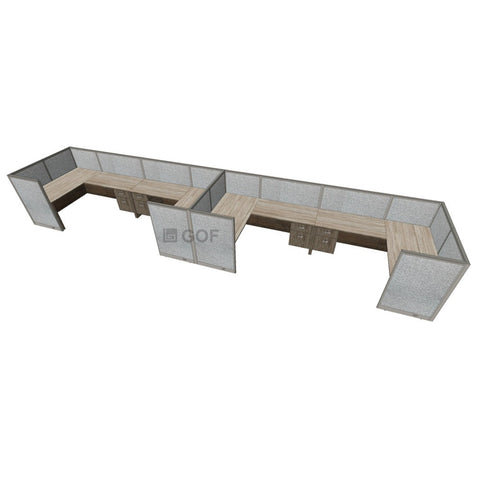 GOF 4 Person Workstation Cubicle (5.5'D  x 24'W x 4'H) / Office Partition, Room Divider - Kainosbuy.com