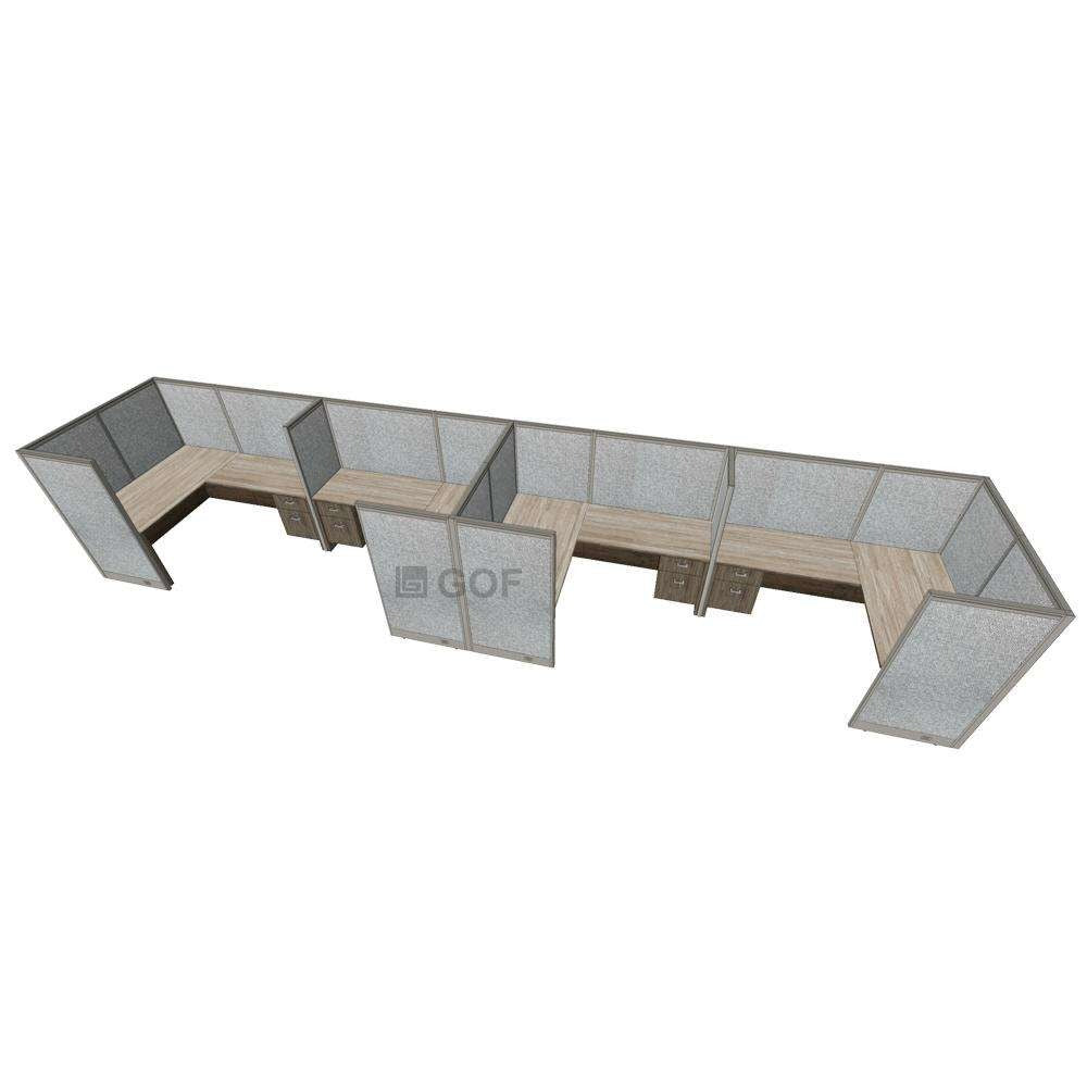 GOF 4 Person Separate Workstation Cubicle (5'D x 24'W x 5'H -W) / Office Partition, Room Divider - Kainosbuy.com