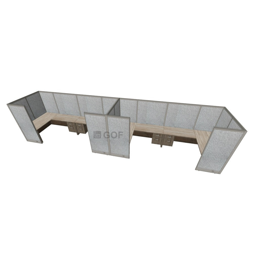 GOF 4 Person Workstation Cubicle (C-6'D  x 24'W x 6'H) / Office Partition, Room Divider - Kainosbuy.com