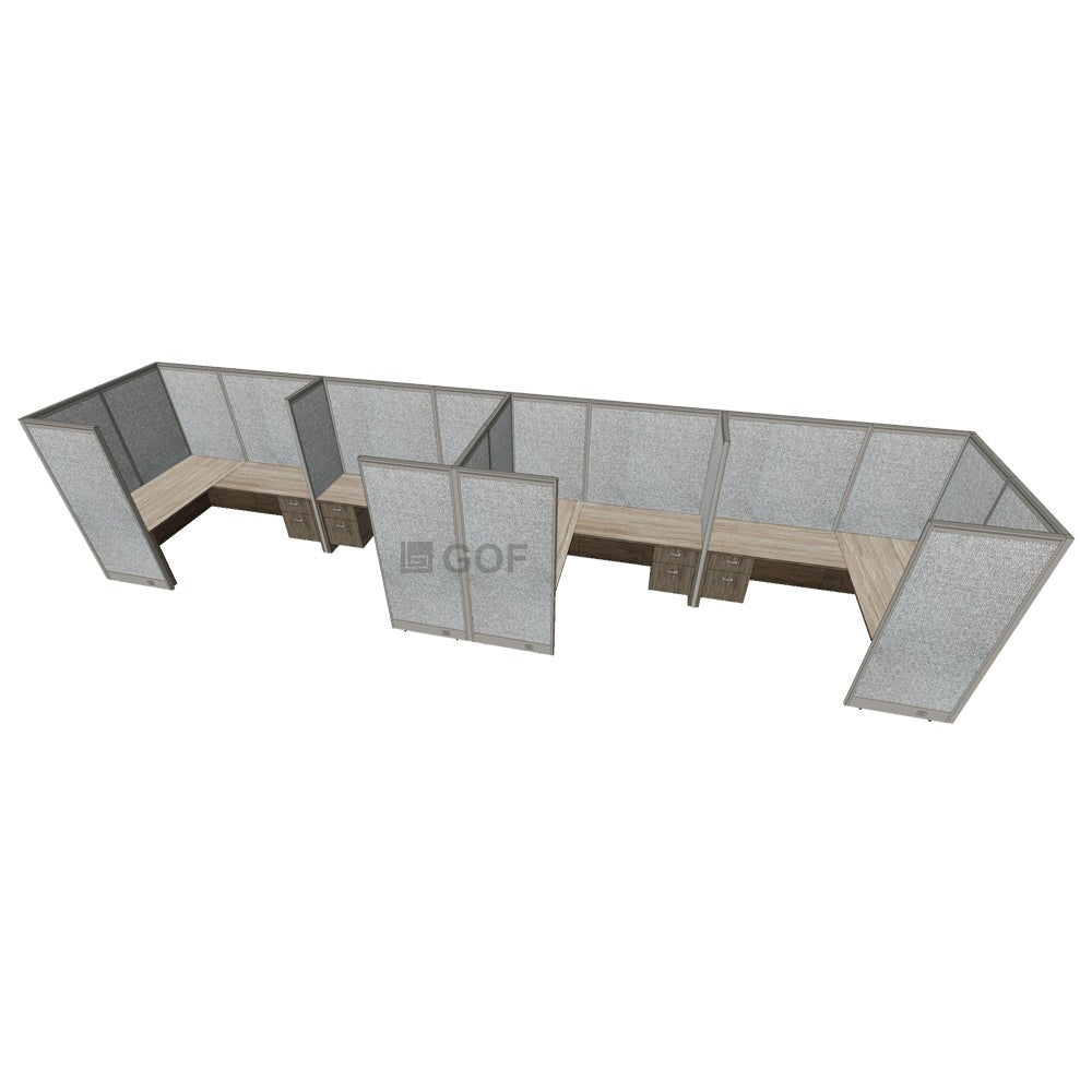 GOF 4 Person Separate Workstation Cubicle (C-6'D x 24'W x 6'H -W) / Office Partition, Room Divider - Kainosbuy.com