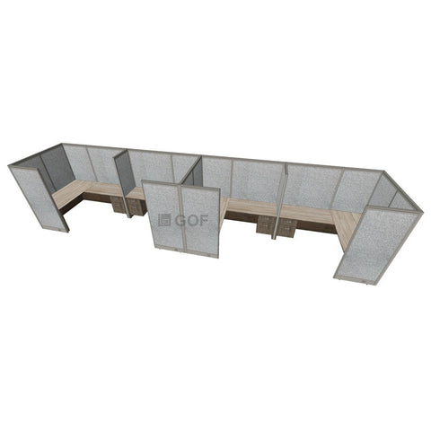 GOF 4 Person Separate Workstation Cubicle (C-6'D x 24'W x 6'H -W) / Office Partition, Room Divider - Kainosbuy.com