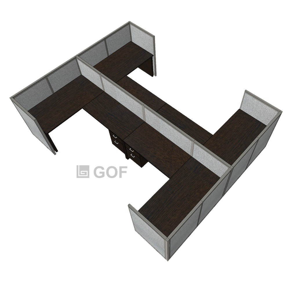 GOF Double 4 Person Workstation Cubicle (10'D x 13'W x 4'H) / Office Partition, Room Divider - Kainosbuy.com