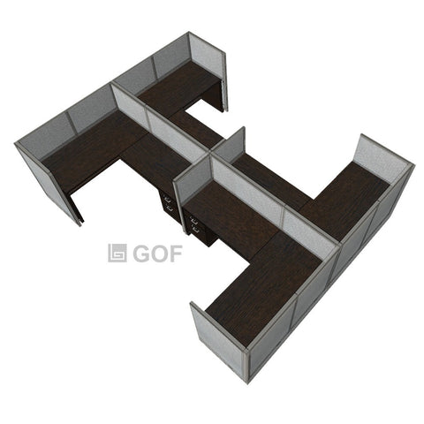 GOF Double 4 Person Separate Workstation Cubicle (11'D x 13'W x 4'H-W) / Office Partition, Room Divider - Kainosbuy.com