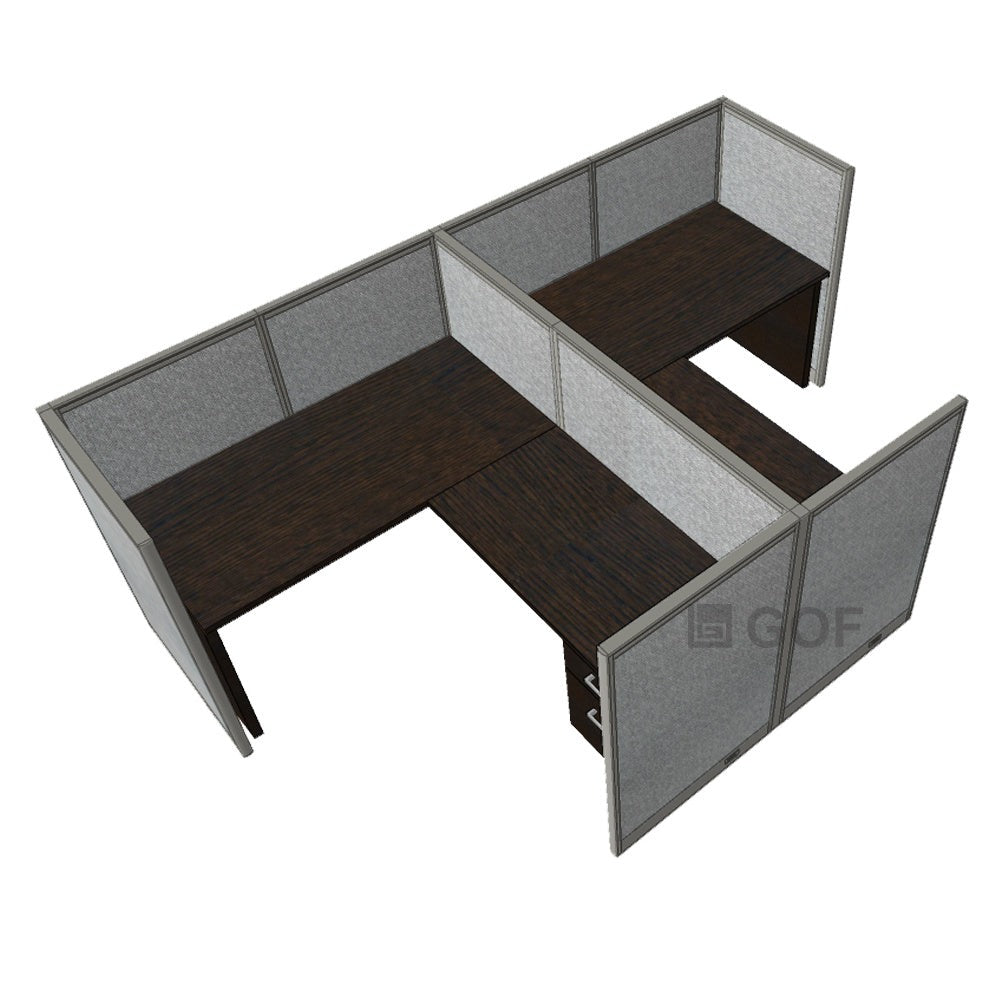 GOF Double 2 Person Workstation Cubicle (11'D x 6.5'W x 4'H) / Office Partition, Room Divider - Kainosbuy.com