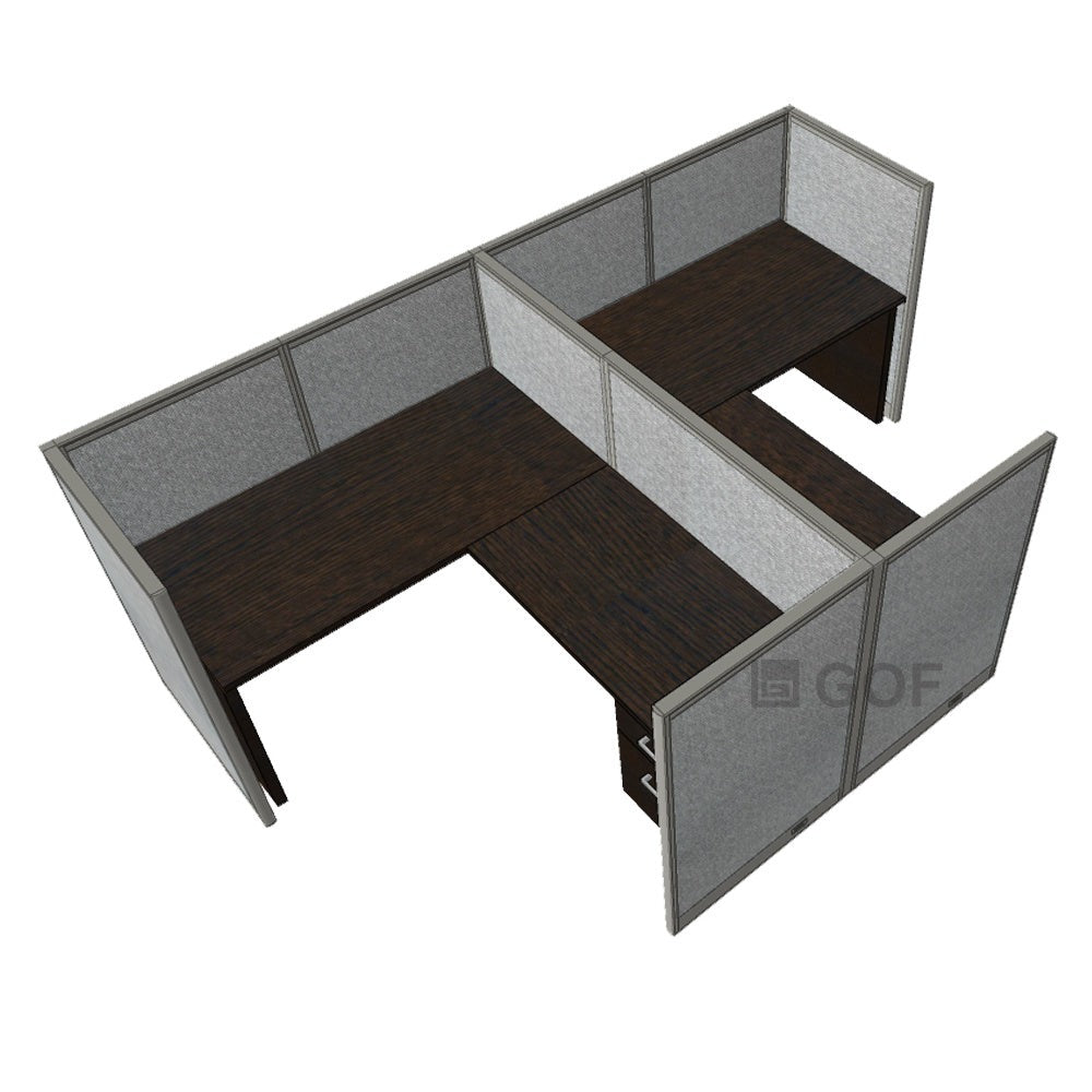 GOF Double 2 Person Workstation Cubicle (12'D x 6'W x 4'H) / Office Partition, Room Divider - Kainosbuy.com