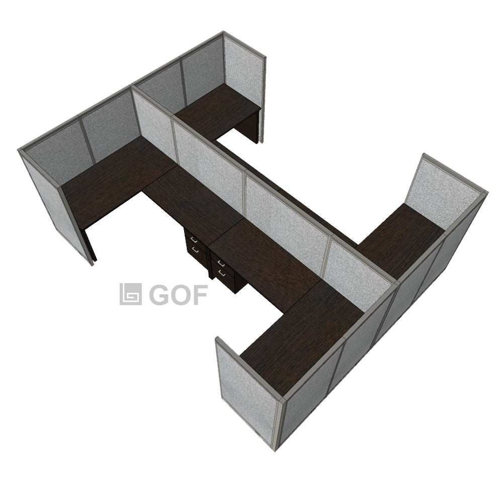 GOF Double 4 Person Workstation Cubicle (C-12'D x 12'W x 5'H) / Office Partition, Room Divider - Kainosbuy.com