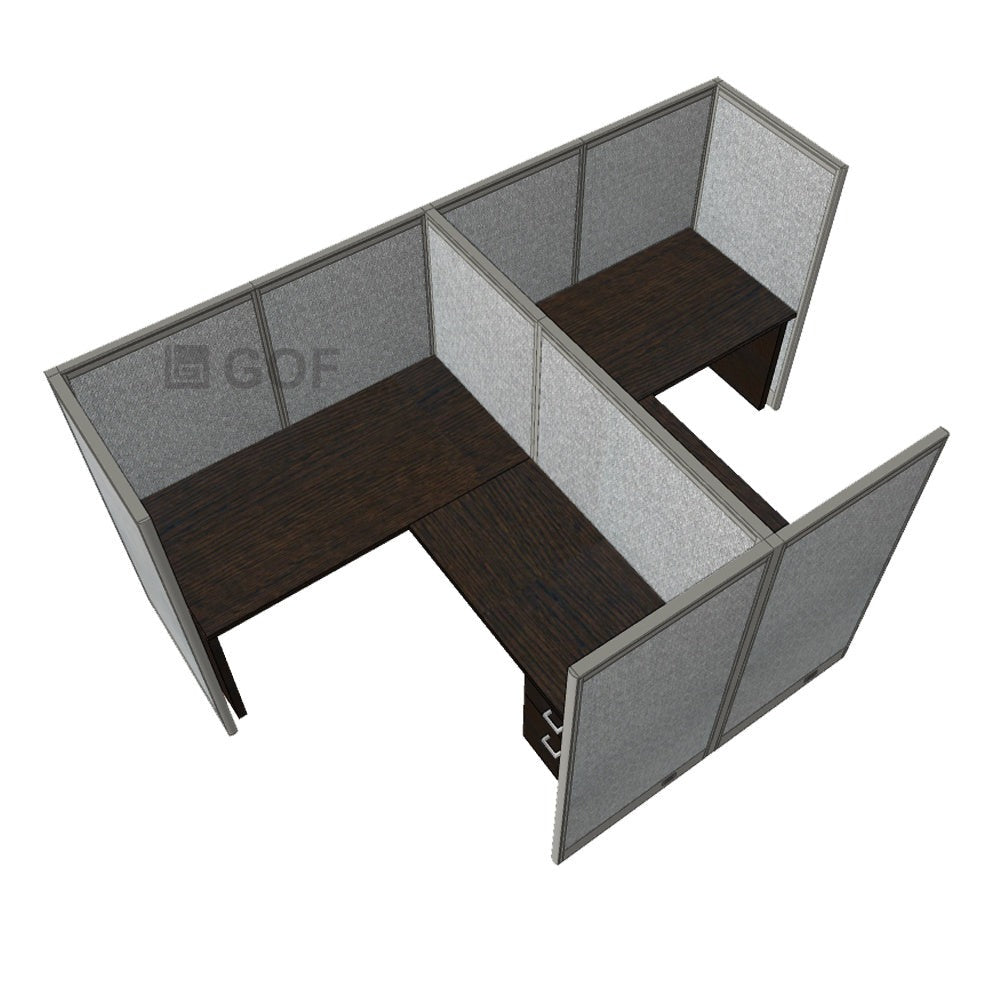 GOF Double 2 Person Workstation Cubicle (12'D x 7'W x 5'H) / Office Partition, Room Divider - Kainosbuy.com