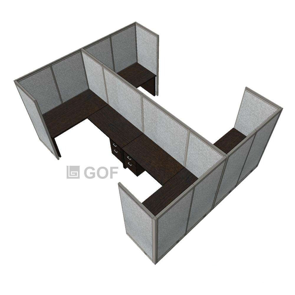 GOF Double 4 Person Workstation Cubicle (11'D x 12'W x 6'H) / Office Partition, Room Divider - Kainosbuy.com