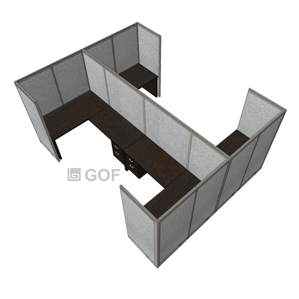 GOF Double 4 Person Workstation Cubicle (C-12'D x 12'W x 6'H) / Office Partition, Room Divider - Kainosbuy.com