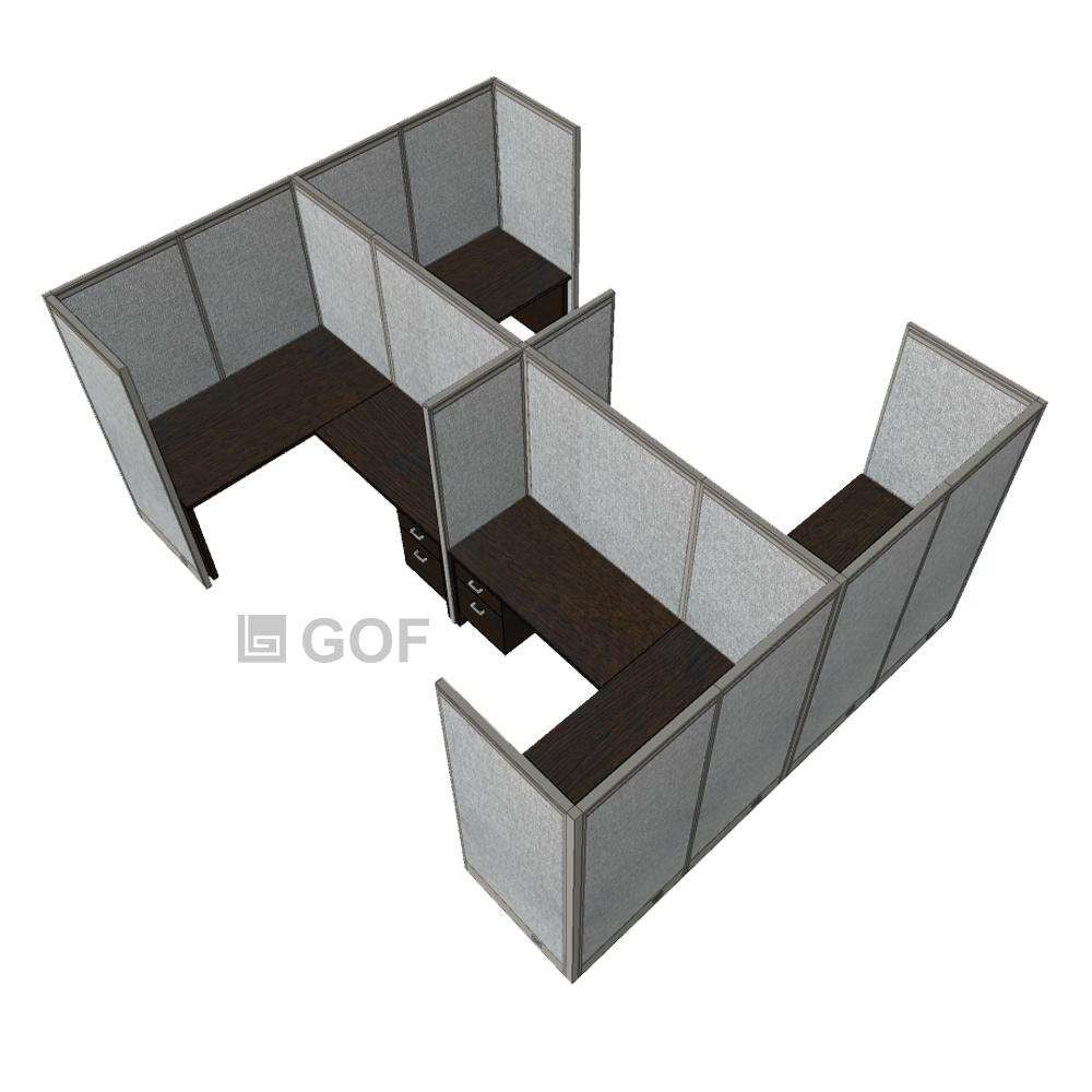 GOF Double 4 Person Separate Workstation Cubicle (12'D x 14'W x 6'H-W) / Office Partition, Room Divider - Kainosbuy.com