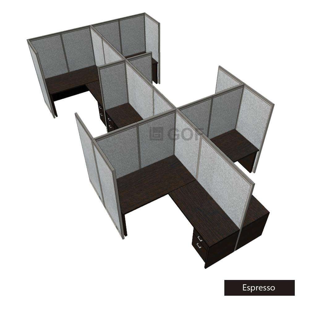 GOF Double 6 Person Separate Workstation Cubicle (11'D x 18'W x 6'H-W) / Office Partition, Room Divider - Kainosbuy.com