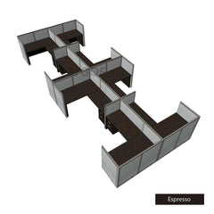 GOF Double 8 Person Separate Workstation Cubicle (C-12'D  x 24'W x 4'H -W) / Office Partition, Room Divider - Kainosbuy.com