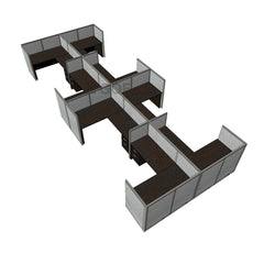 GOF Double 8 Person Separate Workstation Cubicle (11'D  x 26'W x 4'H -W) / Office Partition, Room Divider - Kainosbuy.com