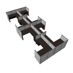 GOF Double 8 Person Separate Workstation Cubicle (10'D  x 26'W x 4'H -W) / Office Partition, Room Divider - Kainosbuy.com