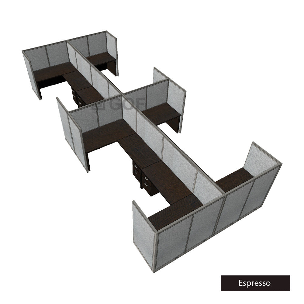 GOF Double 8 Person Workstation Cubicle (11'D x 26'W x 5'H) / Office Partition, Room Divider - Kainosbuy.com