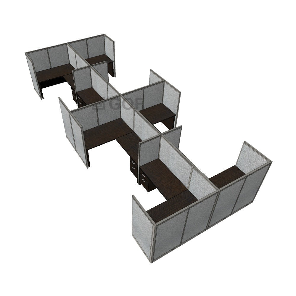 GOF Double 8 Person Separate Workstation Cubicle (11'D  X 26'W x 5'H -W) / Office Partition, Room Divider - Kainosbuy.com