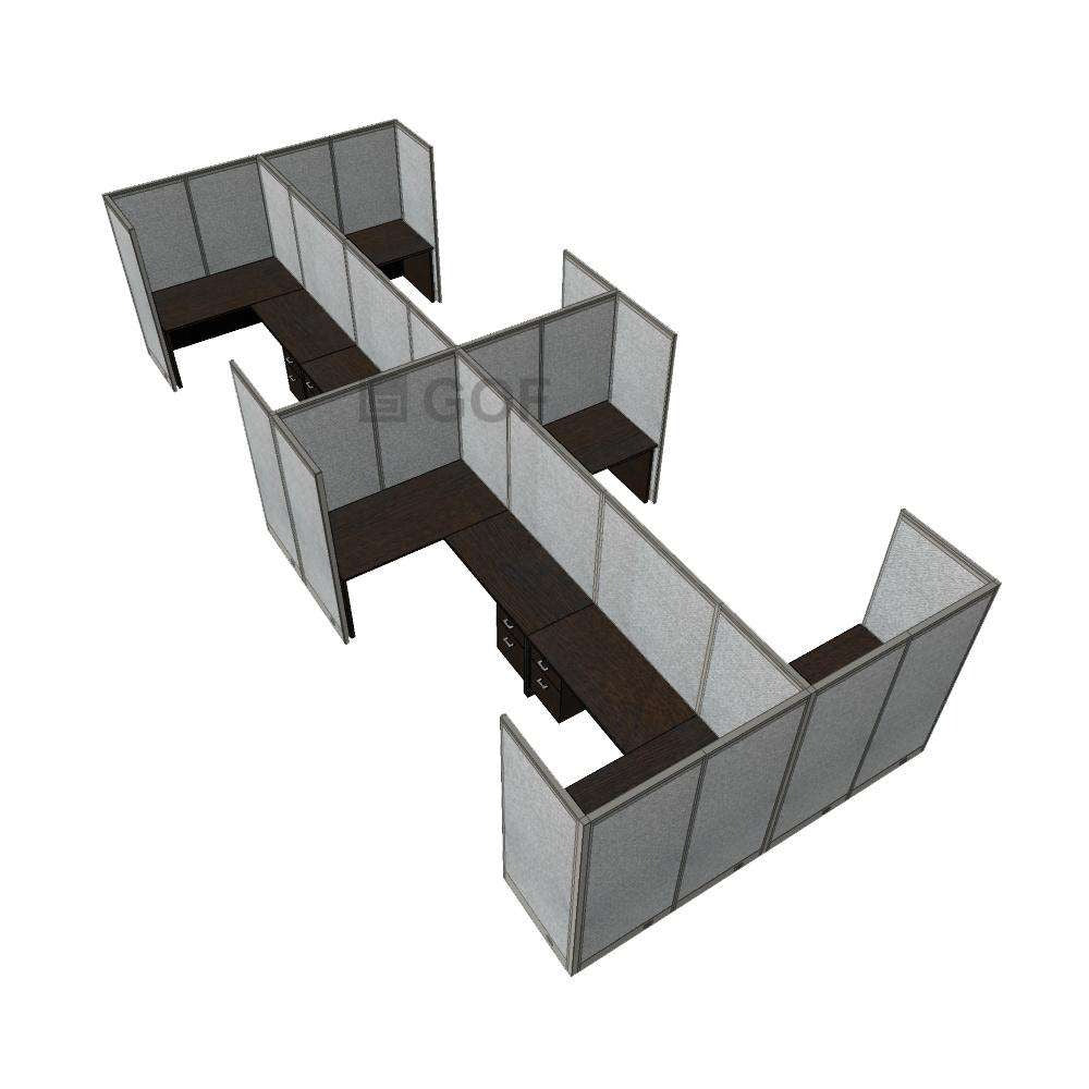 GOF Double 8 Person Workstation Cubicle (12'D x 24'W x 6'H) / Office Partition, Room Divider - Kainosbuy.com