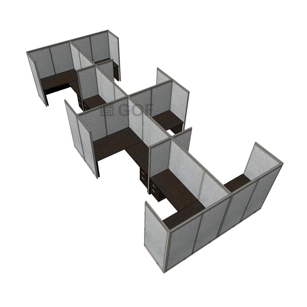 GOF Double 8 Person Separate Workstation Cubicle (10'D  x 26'W x 6'H -W) / Office Partition, Room Divider - Kainosbuy.com