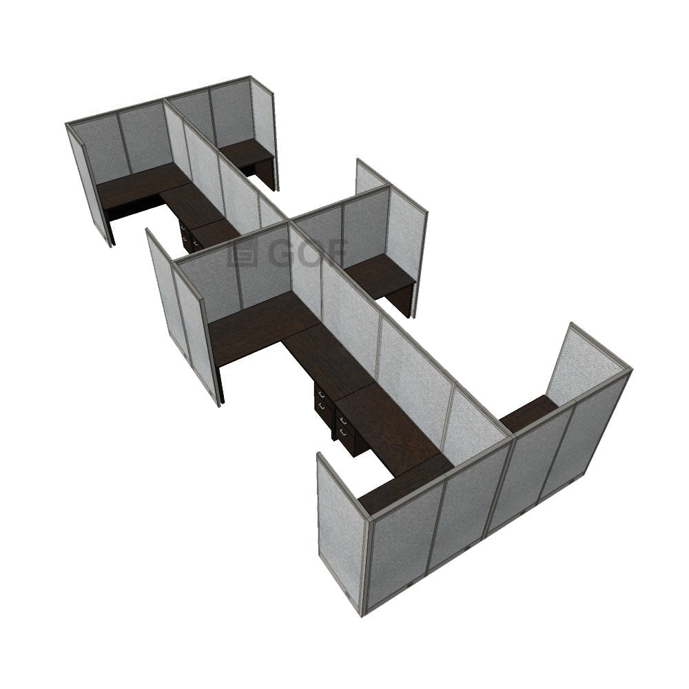 GOF Double 8 Person Workstation Cubicle (C-12'D x 24'W x 6'H) / Office Partition, Room Divider - Kainosbuy.com