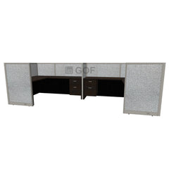 GOF 2 Person Separate Workstation Cubicle (5.5'D  x 12'W x 4'H-W) / Office Partition, Room Divider - Kainosbuy.com
