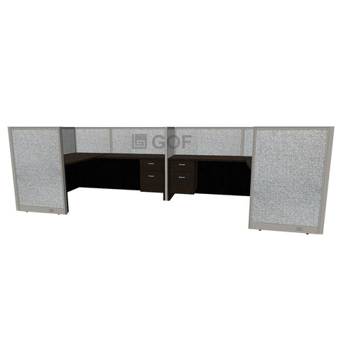 GOF 2 Person Separate Workstation Cubicle (5.5'D  x 13'W x 4'H-W) / Office Partition, Room Divider - Kainosbuy.com