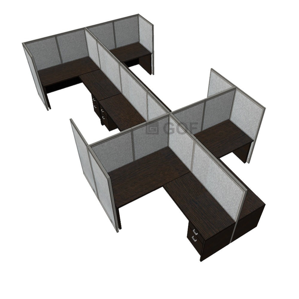 GOF Double 6 Person Workstation Cubicle (10'D x 18'W x 5'H) / Office Partition, Room Divider - Kainosbuy.com