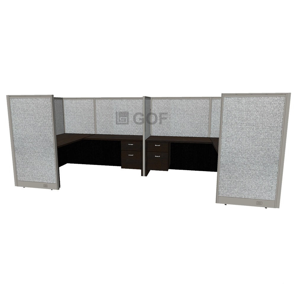 GOF 2 Person Separate Workstation Cubicle (5.5'D  x 12'W x 5'H-W) / Office Partition, Room Divider - Kainosbuy.com