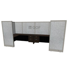 GOF 2 Person Separate Workstation Cubicle (5.5'D  x 13'W x 6'H-W) / Office Partition, Room Divider - Kainosbuy.com