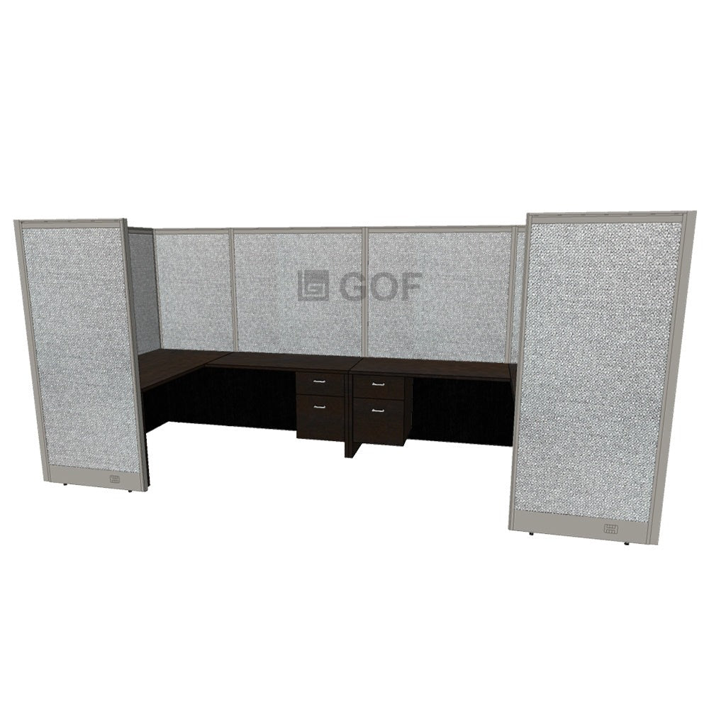 GOF 2 Person Workstation Cubicle (5.5'D x 13'W x 6'H) / Office Partition, Room Divider - Kainosbuy.com
